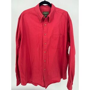 Eddie Bauer Mens‎ Red Long Sleeve Button Down Casual Shirt Size XL